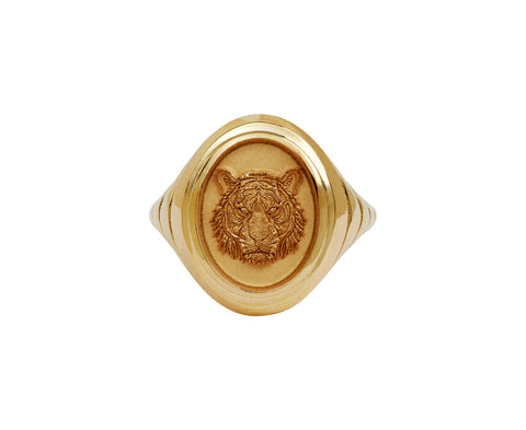 Grandfather Tiger Fantasy Motif Signet Ring