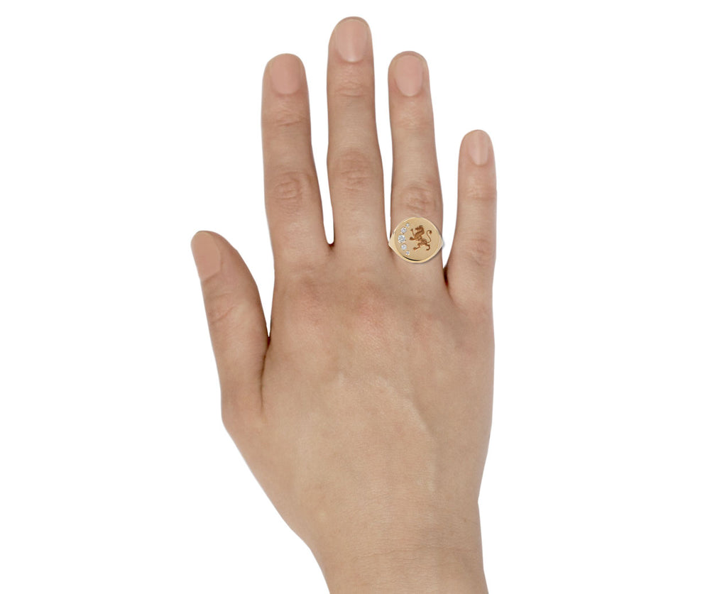 Diamond Lion Fantasy Signet Ring
