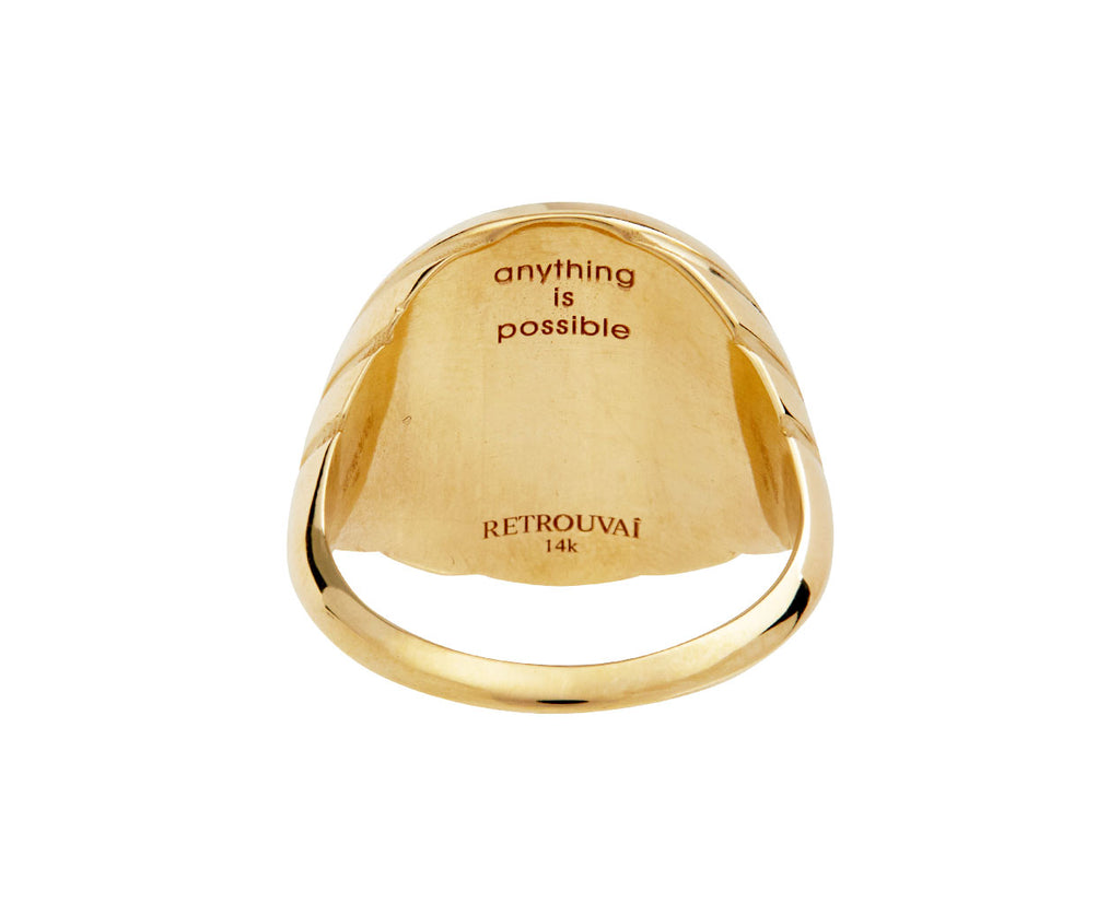 Retrouvai Diamond Flying Pig Fantasy Signet Ring