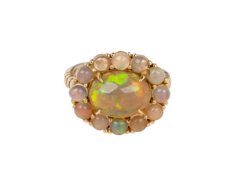 Opal Flower Heirloom Bezel Ring
