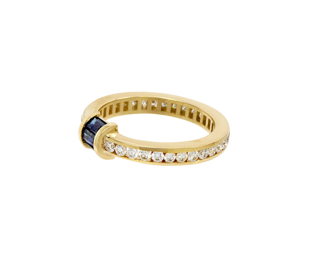 Blue Sapphire and Diamond Petite Magna Barrel Ring