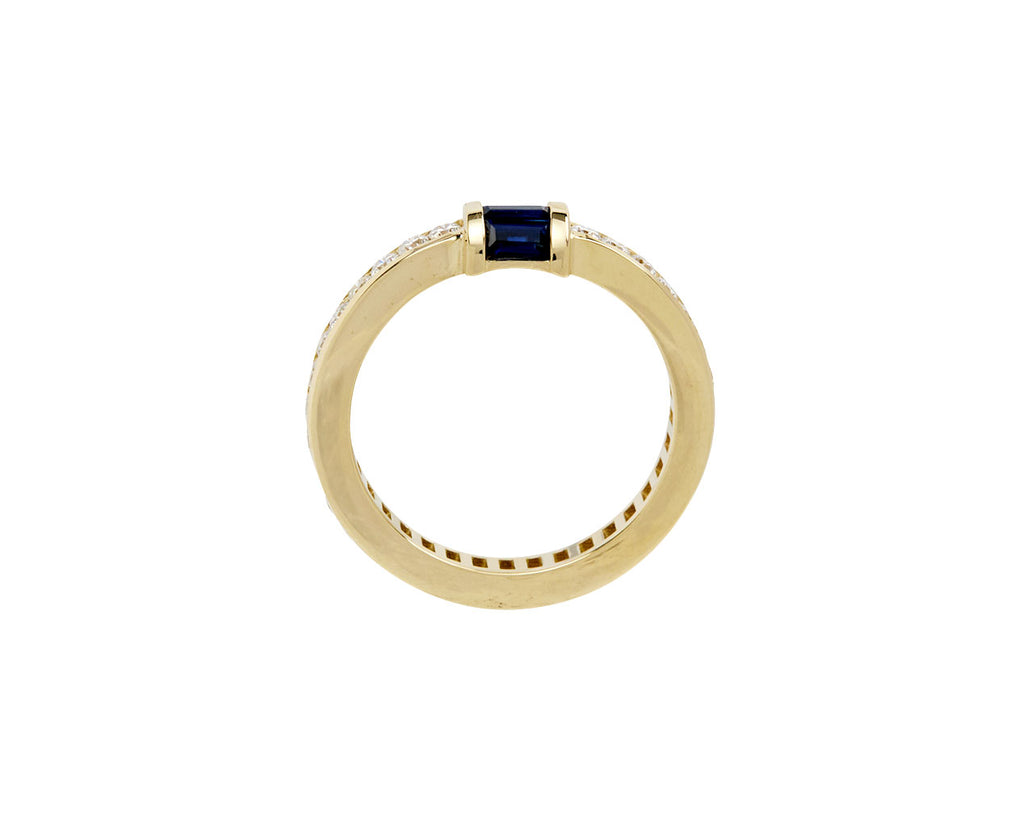 Blue Sapphire and Diamond Petite Magna Barrel Ring