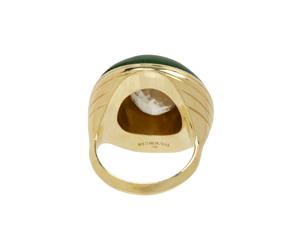 Nephrite Jade and White Zircon Lollipop Ring