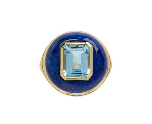 Aquamarine and Lapis Petite Lollipop Ring