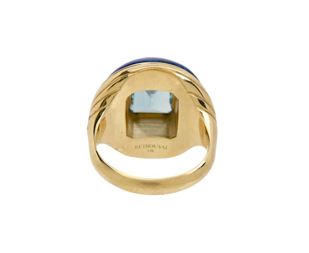 Aquamarine and Lapis Petite Lollipop Ring