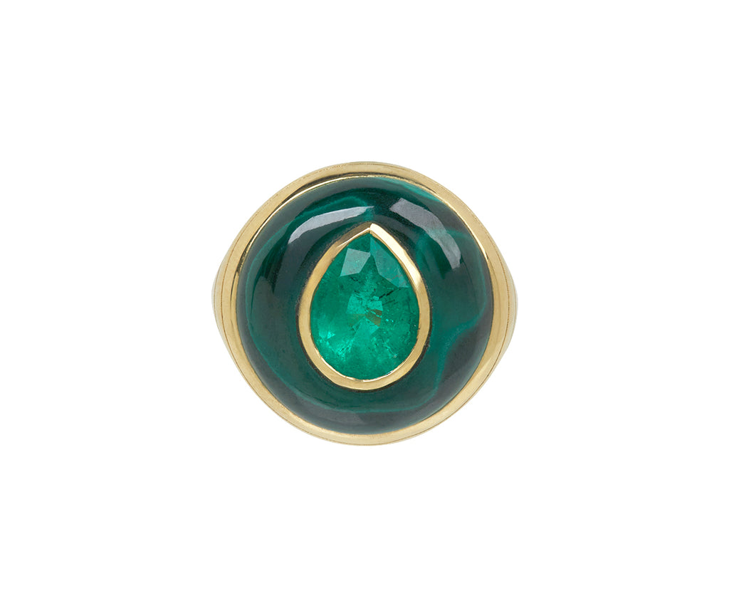 Malachite and Emerald Petite Lollipop Ring