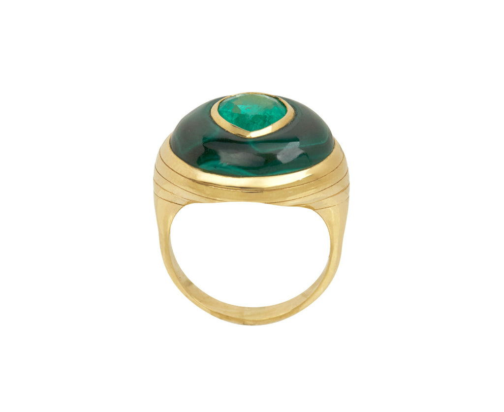 Malachite and Emerald Petite Lollipop Ring