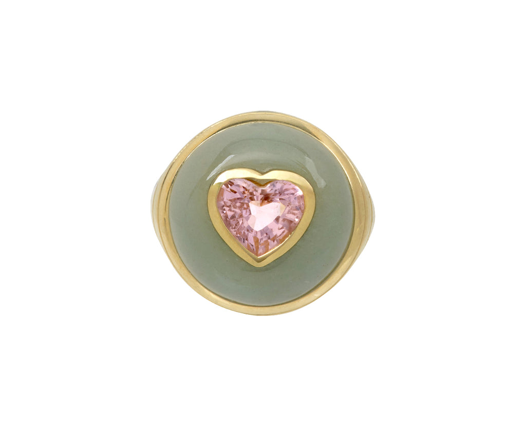 Aventurine and Pink Tourmaline Heart Petite Lollipop Ring