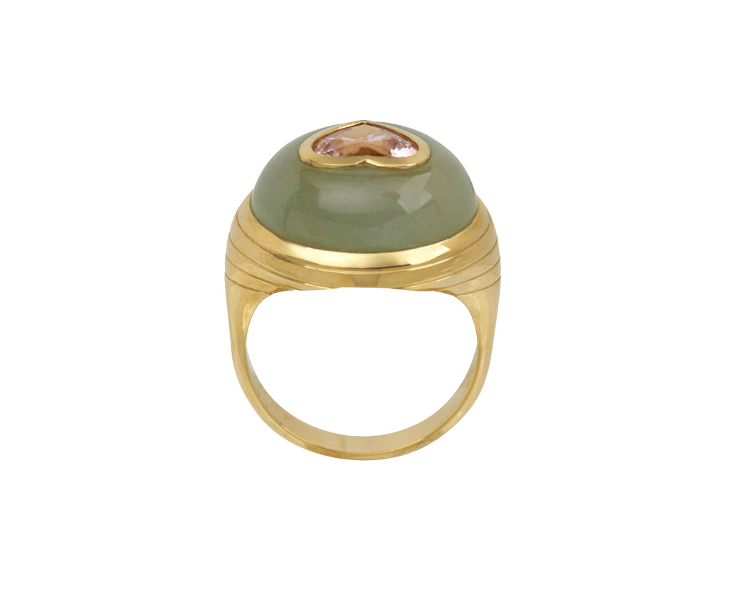 Aventurine and Pink Tourmaline Heart Petite Lollipop Ring
