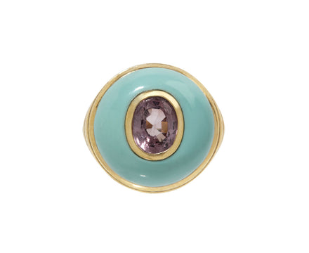 Milky Turquoise and Oval Spinel Petite Lollipop Ring