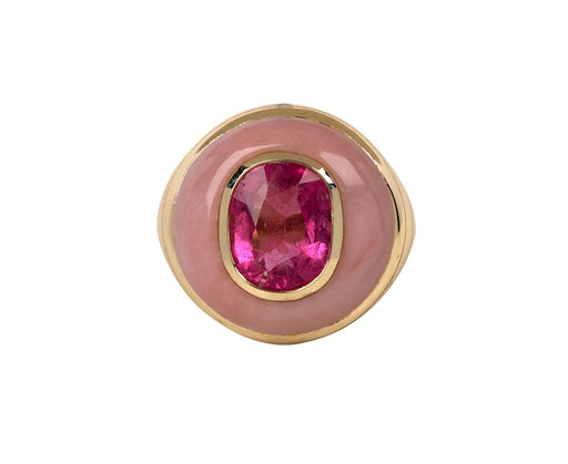 Retrouvai Pink Opal and Pink Tourmaline Lollipop Ring