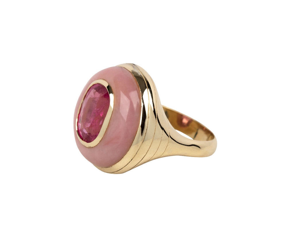 Retrouvai Pink Opal and Pink Tourmaline Lollipop Ring Side View