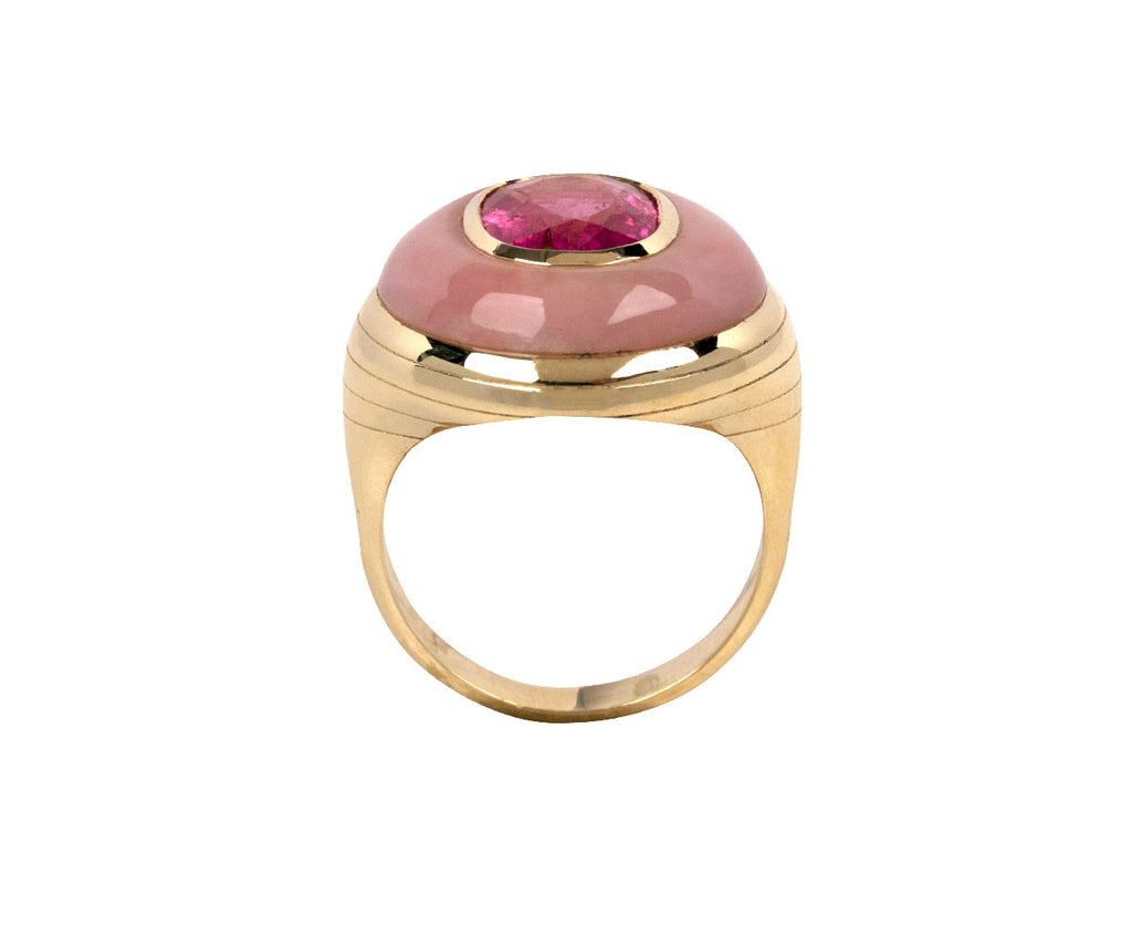 Retrouvai Pink Opal and Pink Tourmaline Lollipop Ring Top