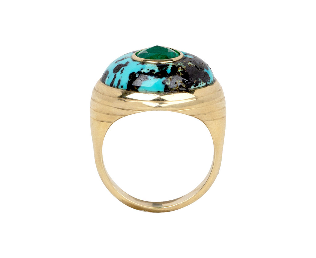 Turquoise and Emerald Small Lollipop Ring