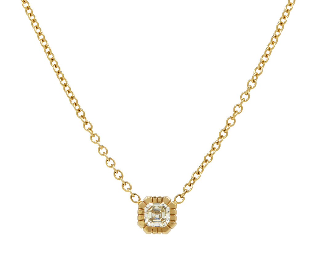 Asscher Cut Diamond Heirloom Bezel Necklace