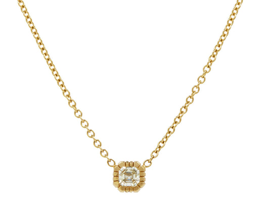Asscher Cut Diamond Heirloom Bezel Necklace