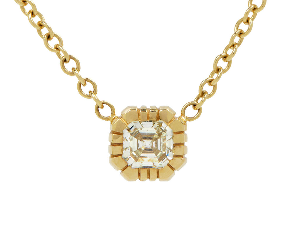 Asscher Cut Diamond Heirloom Bezel Necklace