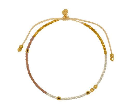 Tai Glass and Brass  Beaded Bracelet