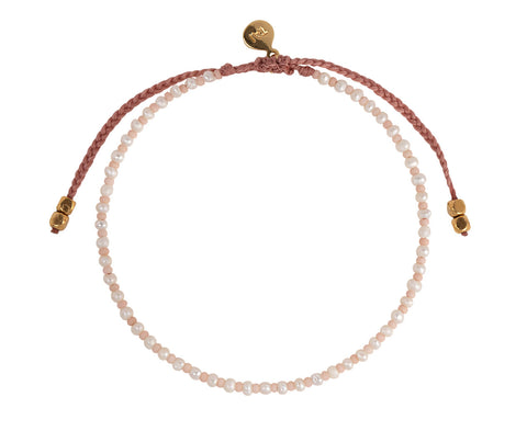 Tai White Pearl and Pink Glass Beaded Bracelet