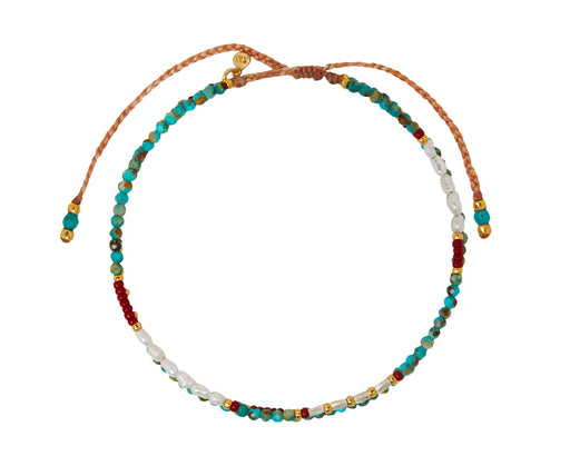 Tai Double Strand Turquoise and Pearl Beaded Bracelet