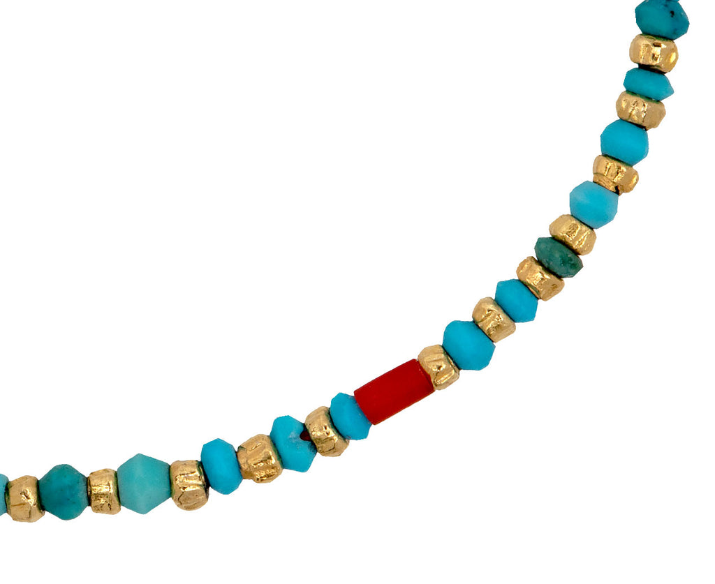 Tai Gold Vermeil Seed Bead Bracelet with Turquoise - Closeup