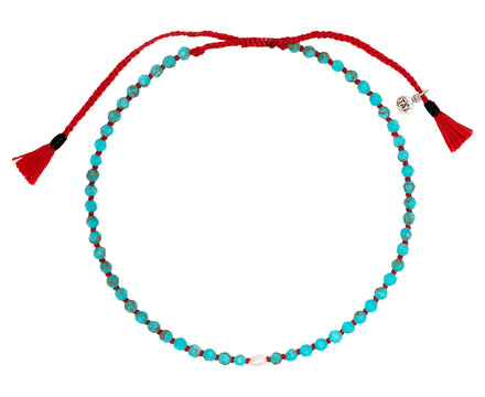 Tai Turquoise and Tiny Fresh Water Pearl Beaded Bracelet