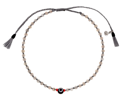Tai Labradorite Bracelet with Murano Black Evil Eye