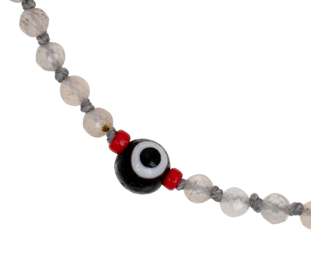 Tai Labradorite Bracelet with Murano Black Evil Eye - Closeup