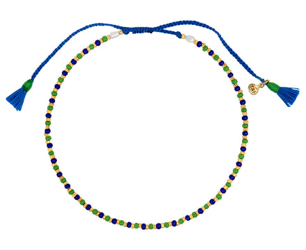 Tai Tiny Gold Vermeil Bead Bracelet with Green and Navy Japanese Beads