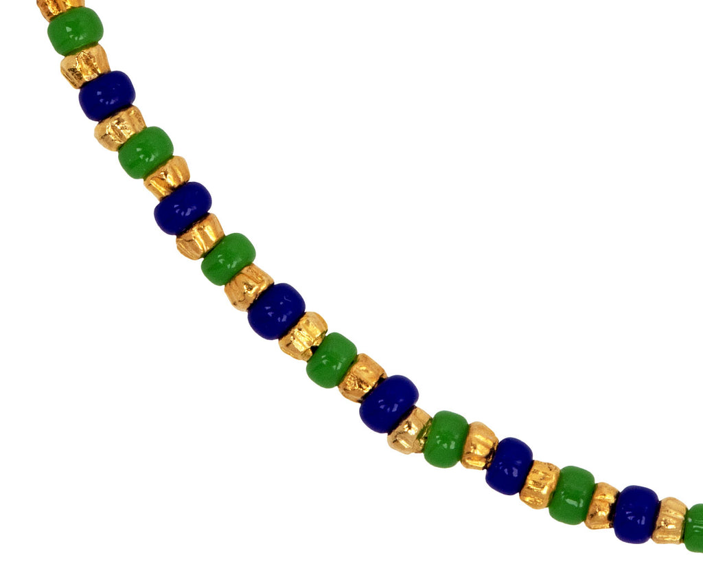 Tai Tiny Gold Vermeil Bead Bracelet with Green and Navy Japanese Beads
