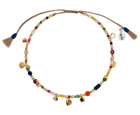 Tai Mini Sterling Silver Round Bead Bracelet with Stones and Discs