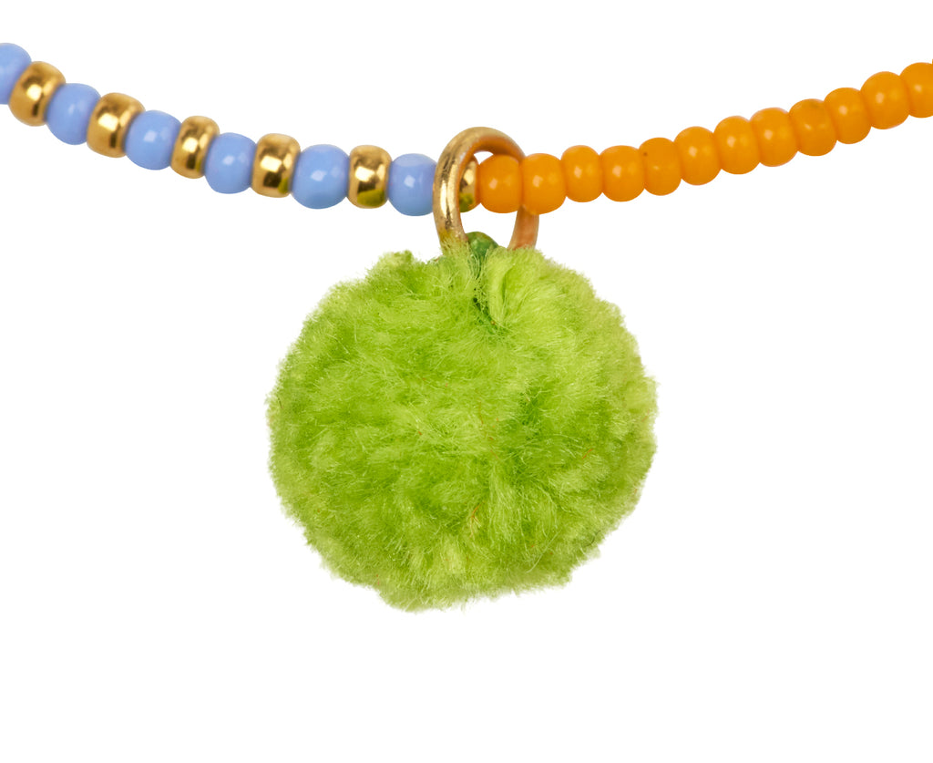 Tai Colorful Japanese Bead Pom Pom Bracelet - Closeup