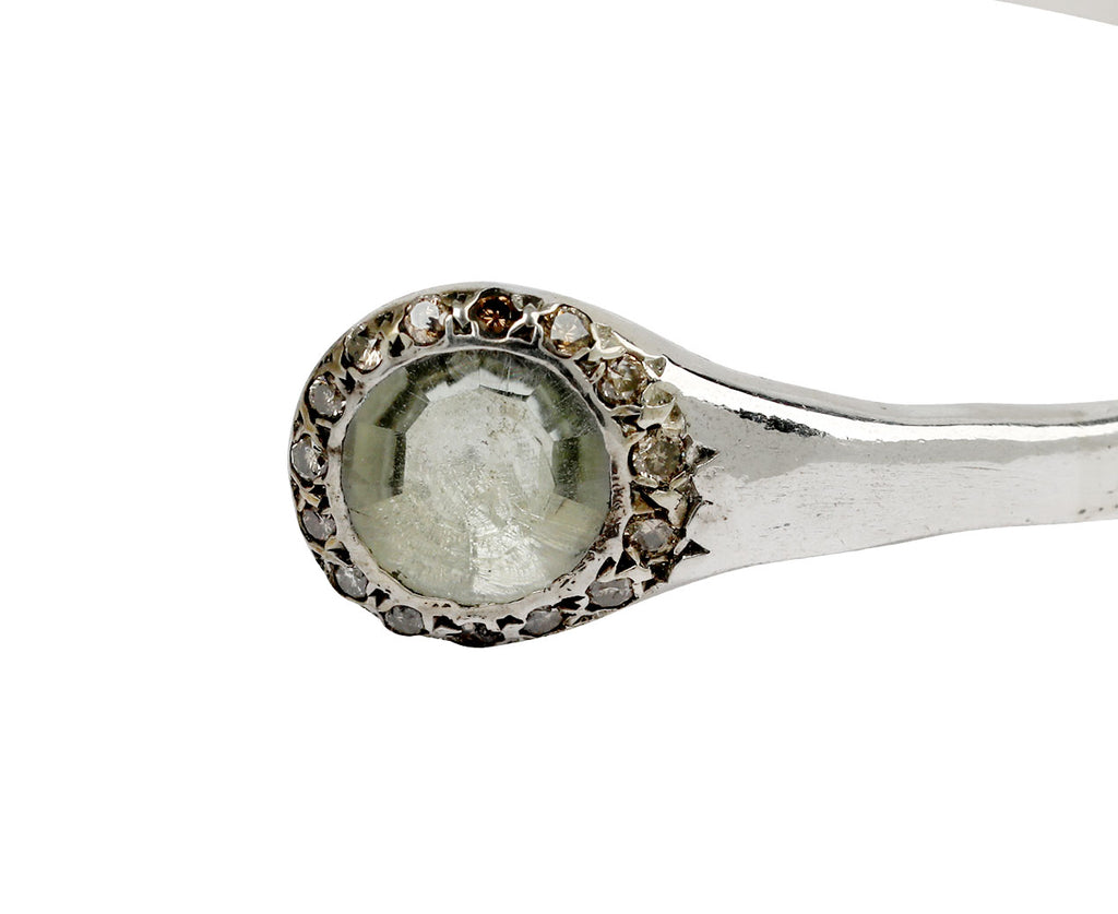 Rosa Maria Tove Prasiolite and Cognac Diamond Cuff Bracelet - closeup