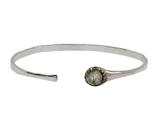 Rosa Maria Tove Green Rutilated Quartz and Diamond Cuff Bracelet