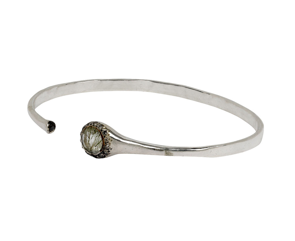 Rosa Maria Tove Green Rutilated Quartz and Diamond Cuff Bracelet - side