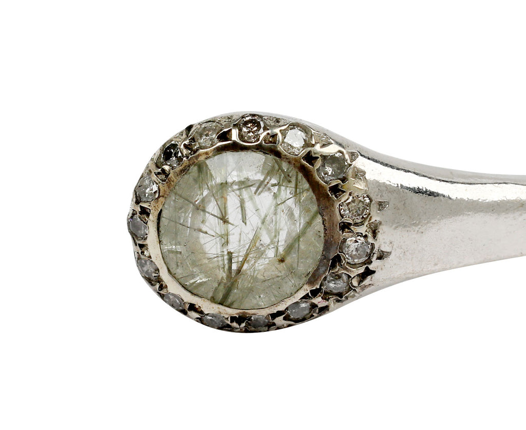 Rosa Maria Tove Green Rutilated Quartz and Diamond Cuff Bracelet - closeup