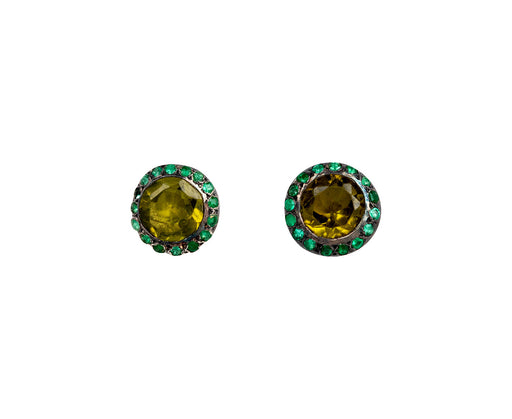 Emerald and Peridot Bo Belquis Stud Earrings