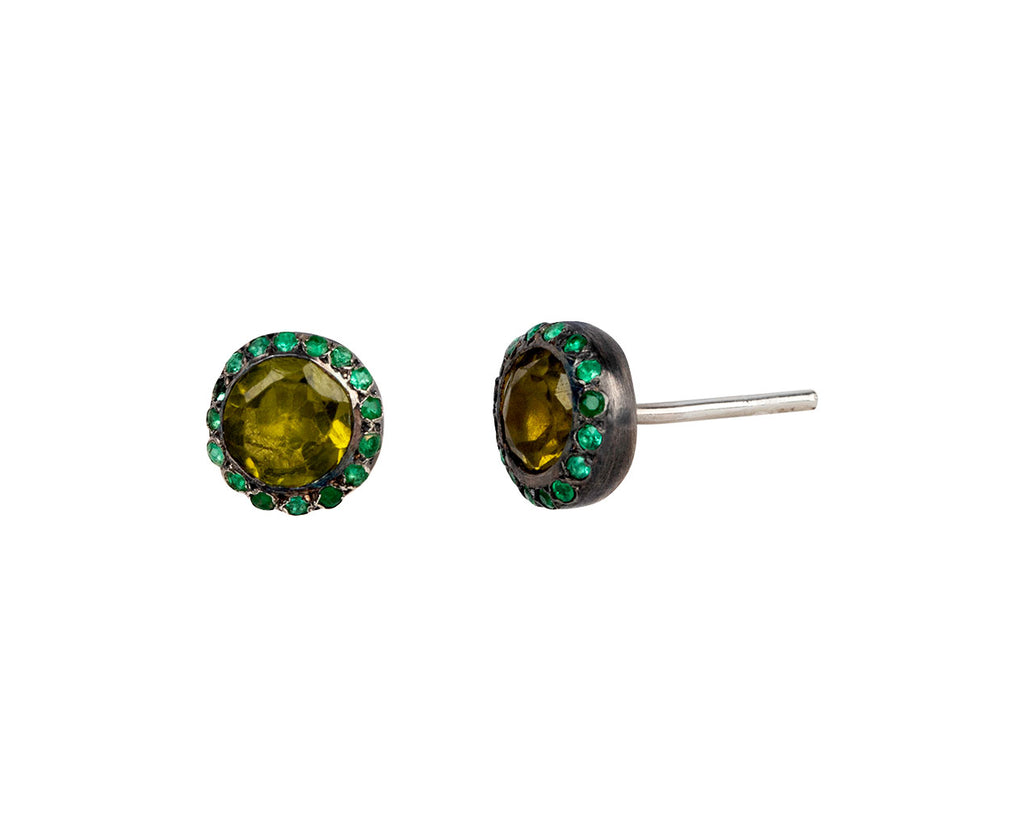 Emerald and Peridot Bo Belquis Stud Earrings