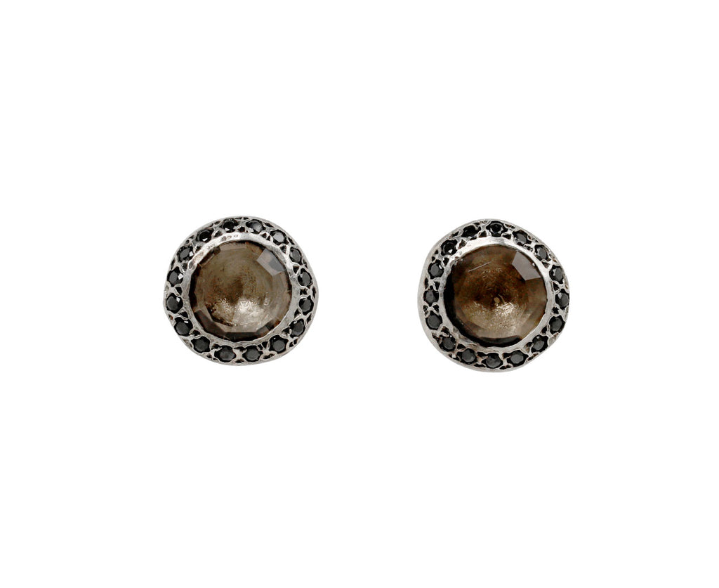 Rosa Maria Smoky Quartz and Black Diamond Bo Bershka Stud Earrings