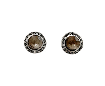 Rosa Maria Smoky Quartz and Black Diamond Bo Bershka Stud Earrings