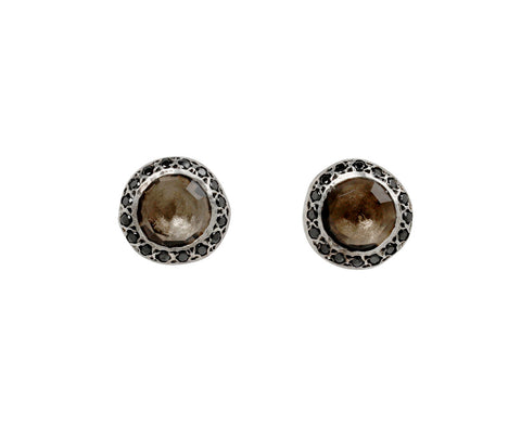 Rosa Maria Smoky Quartz and Black Diamond Bo Bershka Stud Earrings