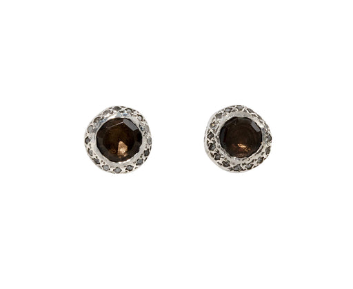 Rosa Maria Smoky Quartz and Icy Grey Diamond Bo Bershka Stud Earrings
