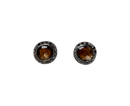 Rosa Maria Smoky Quartz and Black Diamond Bo Belquis Stud Earrings