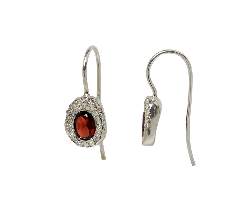 Rosa Maria Garnet and Diamond Bo Earrings - Side View
