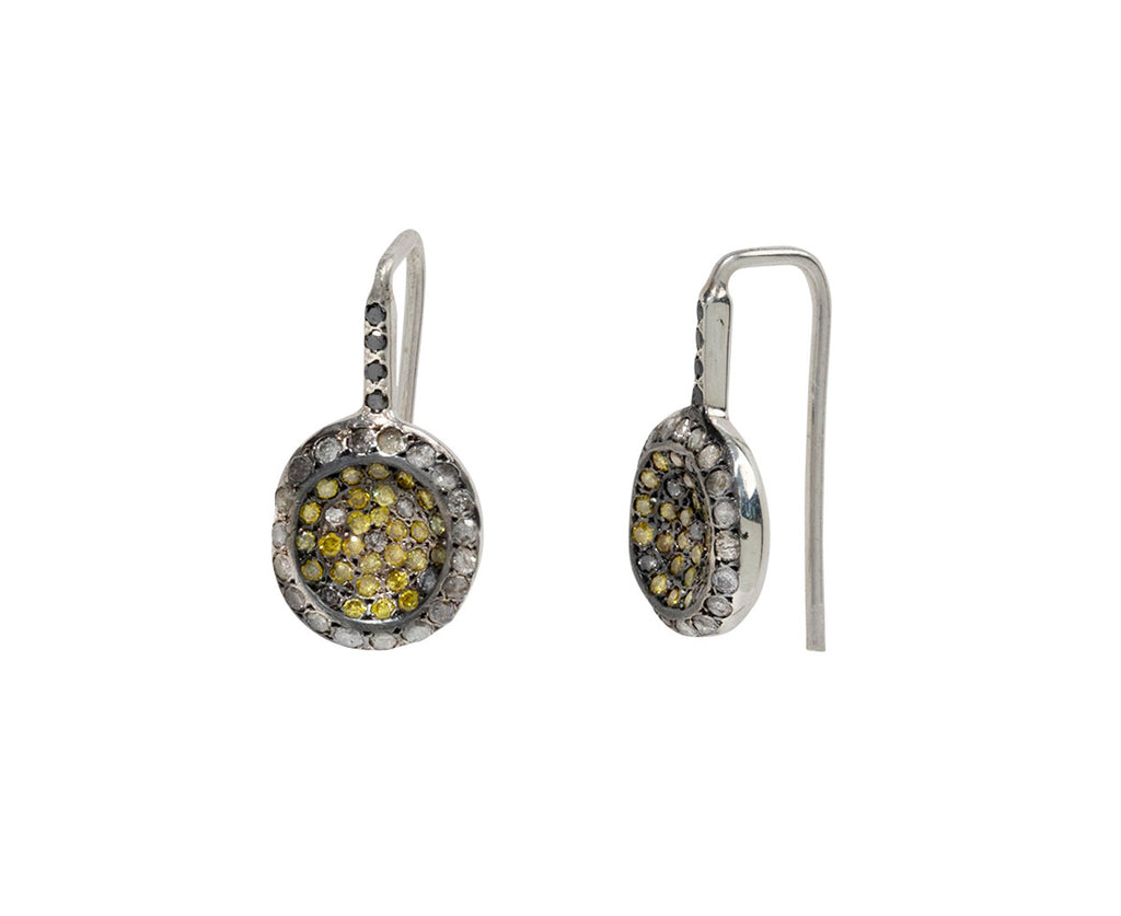 Rosa Maria Icy Grey, Black and Yellow Diamond Earrings - Side View