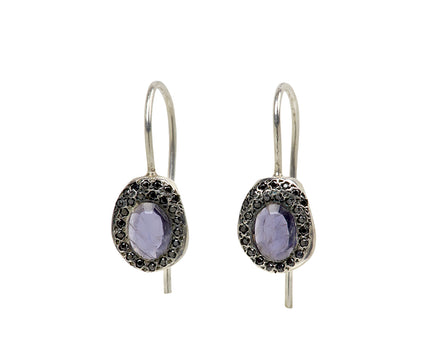 Rosa Maria Iolite and Black Diamond Bo Earrings