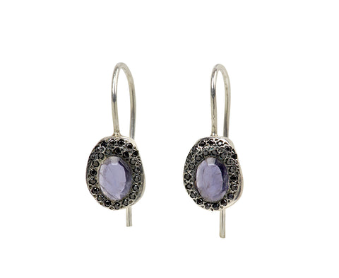 Rosa Maria Iolite and Black Diamond Bo Earrings