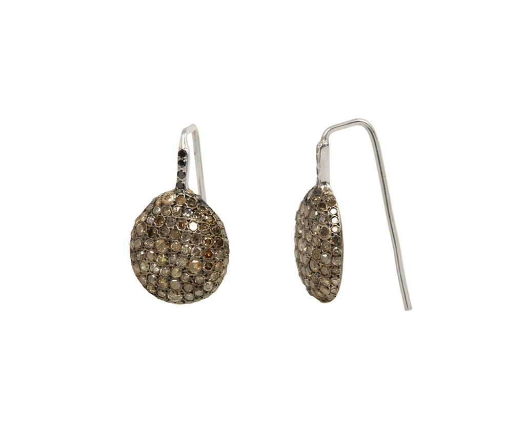 Rosa Maria Black and Cognac Diamond Bo Earrings - Angled View