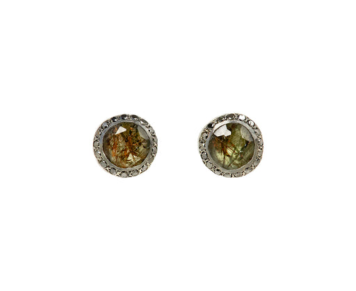Rosa Maria Diamond and Green Rutilated Quartz Bo Beril Stud Earrings