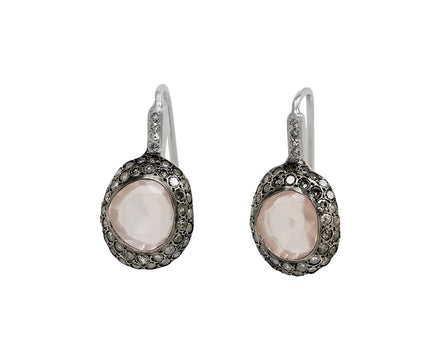 Rosa Maria Pink Quartz and Cognac Diamond Bob Earrings